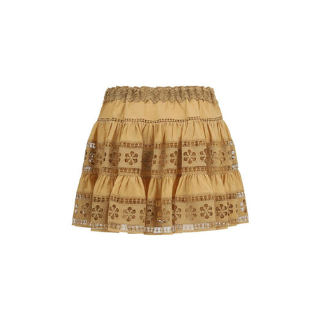 Charo Ruiz Brown Cotton Mini Skirt