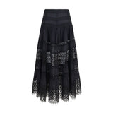 Charo Ruiz Black Cotton Long Skirt