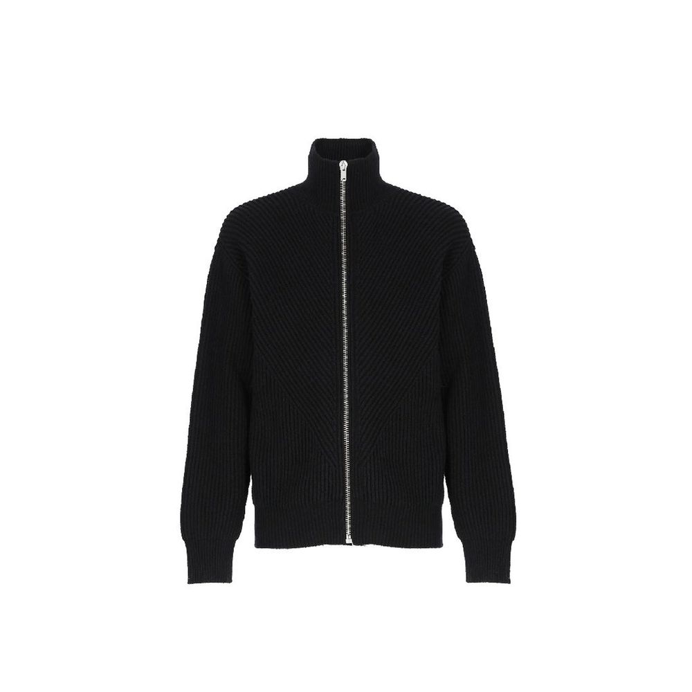 Jil Sander Black Alpaca Leather Cardigan