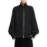 Jil Sander Black Alpaca Leather Cardigan