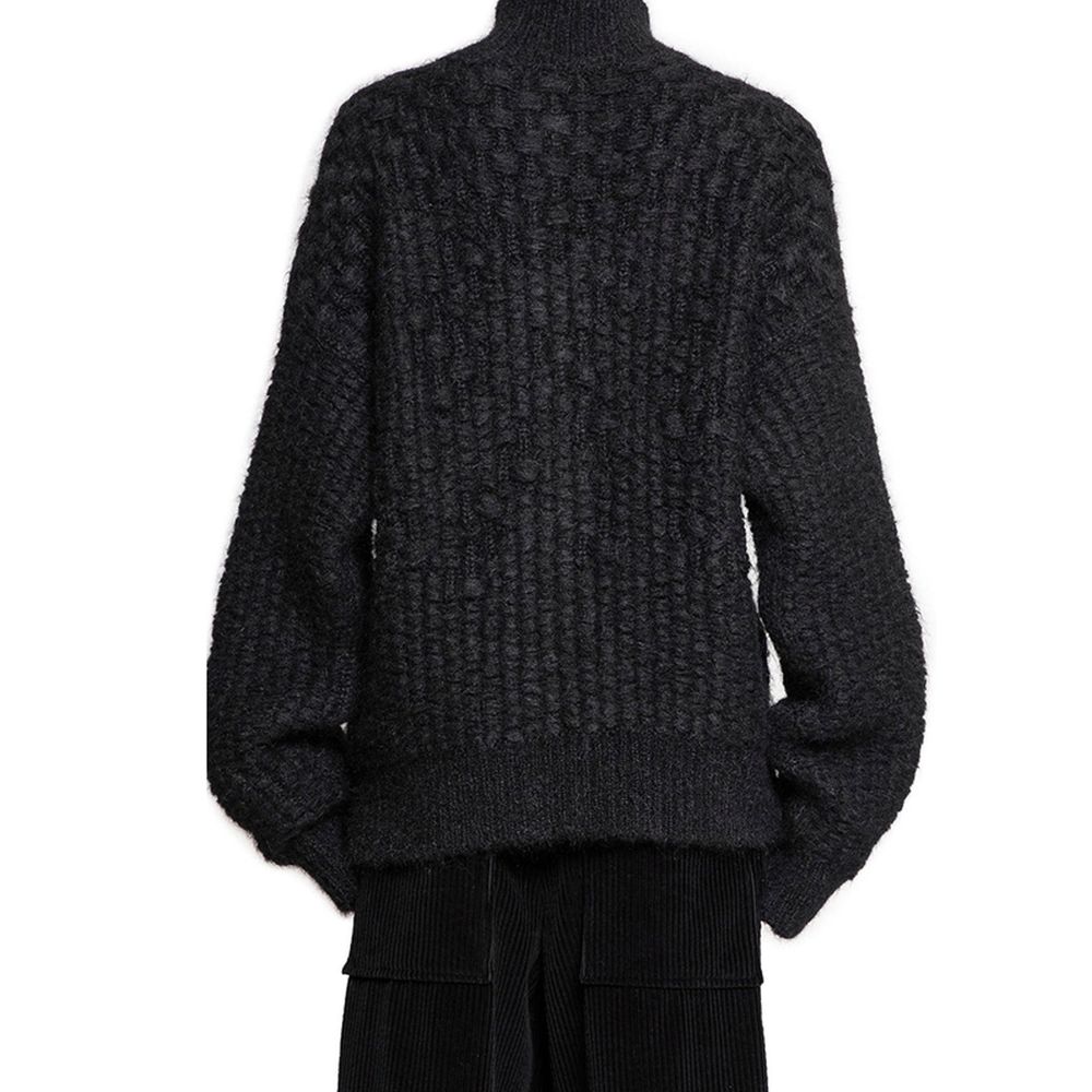 Jil Sander Black Alpaca Leather Cardigan