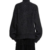 Jil Sander Black Alpaca Leather Cardigan