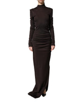 Dolce & Gabbana Brown Turtleneck Jersey Long Maxi Dress