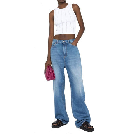 Valentino Blue Cotton Relaxed Fit Jeans