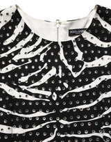 Dolce & Gabbana Black White Zebra Rhinestones Mini Dress
