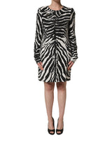 Dolce & Gabbana Black White Zebra Rhinestones Mini Dress