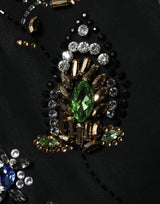 Dolce & Gabbana Black Sleeveless Floral Bead Embellishments Dress