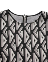 Dolce & Gabbana Black Logo Print Cotton Knee Length Dress