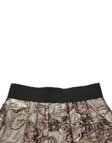 Dolce & Gabbana Multicolor Floral Jacquard A-LineMini Skirt