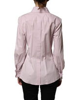 Dolce & Gabbana Pink Cotton Long Sleeves Collared Shirt Top