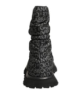 Dolce & Gabbana Black Logo Print Lace Up Snow Boots Shoes