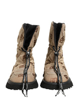 Dolce & Gabbana Brown Logo Print Lace Up Snow Boots Shoes