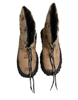 Dolce & Gabbana Brown Logo Print Lace Up Snow Boots Shoes
