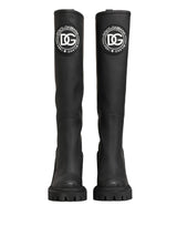 Dolce & Gabbana Black Rubberised Leather High Boots Shoes