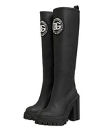 Dolce & Gabbana Black Rubberised Leather High Boots Shoes