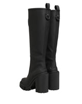 Dolce & Gabbana Black Rubberised Leather High Boots Shoes