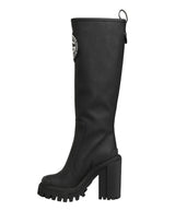 Dolce & Gabbana Black Rubberised Leather High Boots Shoes