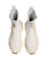 Dolce & Gabbana White Leather Rubber Logo Ankle Boots Shoes
