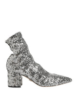 Dolce & Gabbana Silver Sequined Short Boots Stretch Shoes