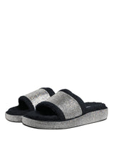 Dolce & Gabbana Black Crystal Embellished Platform Slides Shoes