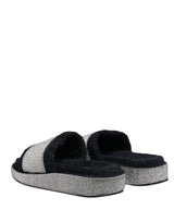 Dolce & Gabbana Black Crystal Embellished Platform Slides Shoes