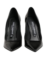Dolce & Gabbana Black Calf Leather Stiletto Heels Pumps Shoes