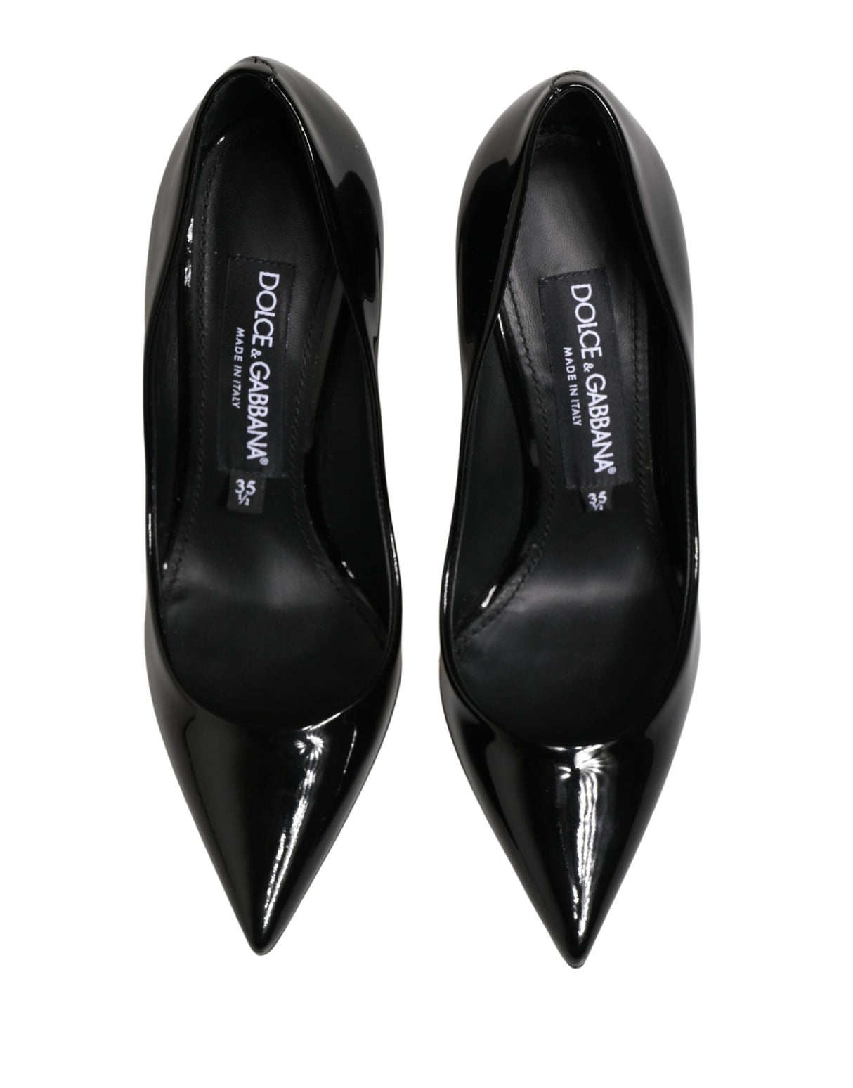 Dolce & Gabbana Black Calf Leather Stiletto Heels Pumps Shoes