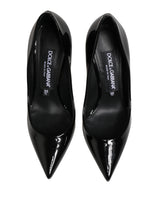 Dolce & Gabbana Black Calf Leather Stiletto Heels Pumps Shoes