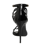 Dolce & Gabbana Black Leather Stiletto Heel Sandals Shoes
