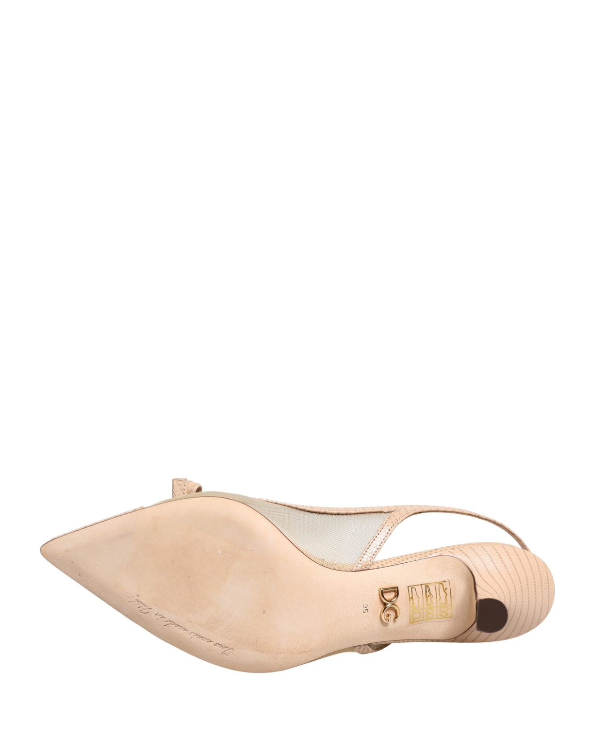 Dolce & Gabbana Beige Lori Mesh Leather Slingback Sandals Shoes
