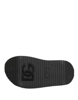 Dolce & Gabbana Gray Leather Monogram Logo Sandals Shoes