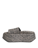 Dolce & Gabbana Gray Leather Monogram Logo Sandals Shoes