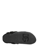 Dolce & Gabbana Gray Faux Fur Jacquard Mules Sandals Shoes