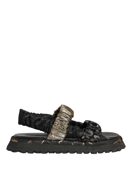 Dolce & Gabbana Black Ruching Detail Flats Men Sandals Shoes