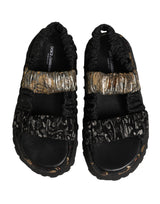 Dolce & Gabbana Black Ruching Detail Flats Men Sandals Shoes
