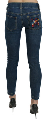 Dolce & Gabbana Blue Slim Fit Cropped Mid Waist Denim Jeans
