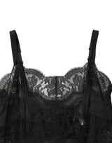 Dolce & Gabbana Black Silk Lace Slip Lingerie Chemise Sleepwear