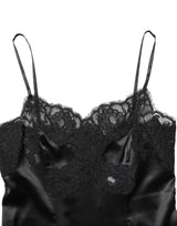 Dolce & Gabbana Black Silk Lace Lingerie Short Chemise Sleepwear
