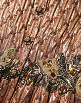 Dolce & Gabbana Brown Metallic Crystal Evening Gown Dress