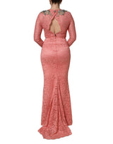 Dolce & Gabbana Pink Embellished Mermaid Lace Gown Dress