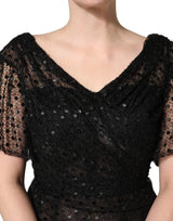 Dolce & Gabbana Black Sequinned Mermaid Evening Gown Dress