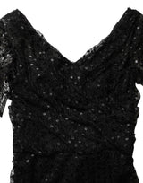 Dolce & Gabbana Black Sequinned Mermaid Evening Gown Dress