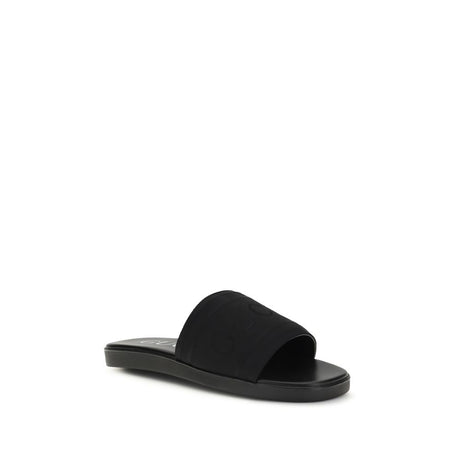 Gucci Black Fabric Flat Sandals