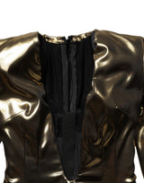 Dolce & Gabbana Gold Plunging Neckline Sheath Mini Dress