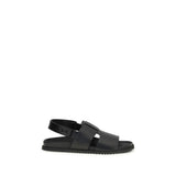 Dolce & Gabbana Black Calf Leather Bos Taurus Flat Sandals