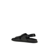 Dolce & Gabbana Black Calf Leather Bos Taurus Flat Sandals
