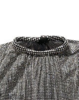 Dolce & Gabbana Silver Rhinestones Long Sleeves Bodysuit Mini Dress