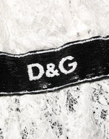 Dolce & Gabbana White Lace Top Embellished Black Skirt Dress