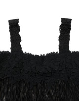 Dolce & Gabbana Black Viscose Fringed Sleeveless Mini Dress