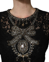 Dolce & Gabbana Black Crystal Embellished Sheath Midi Dress